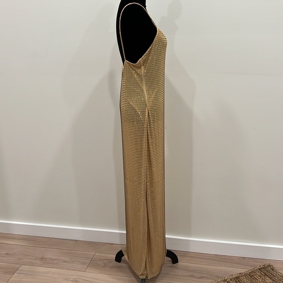 self-portrait YELLOW RHINESTONE MESH MIDI DRESS - Picture 7 of 14